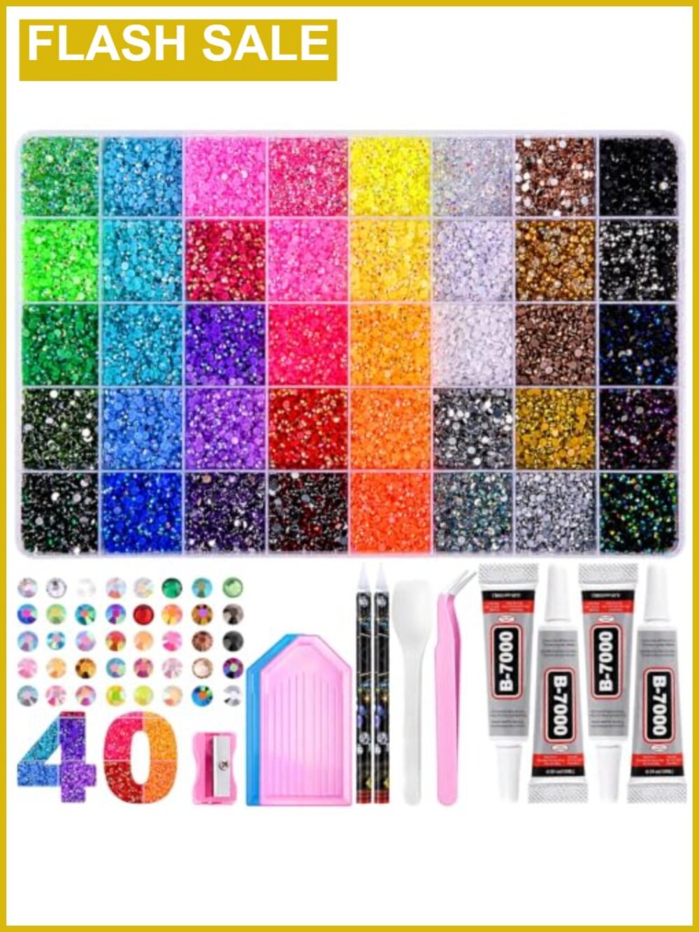 40000 Pcs Bedazzling Kit, 40 Colors Rhinestones for Crafts